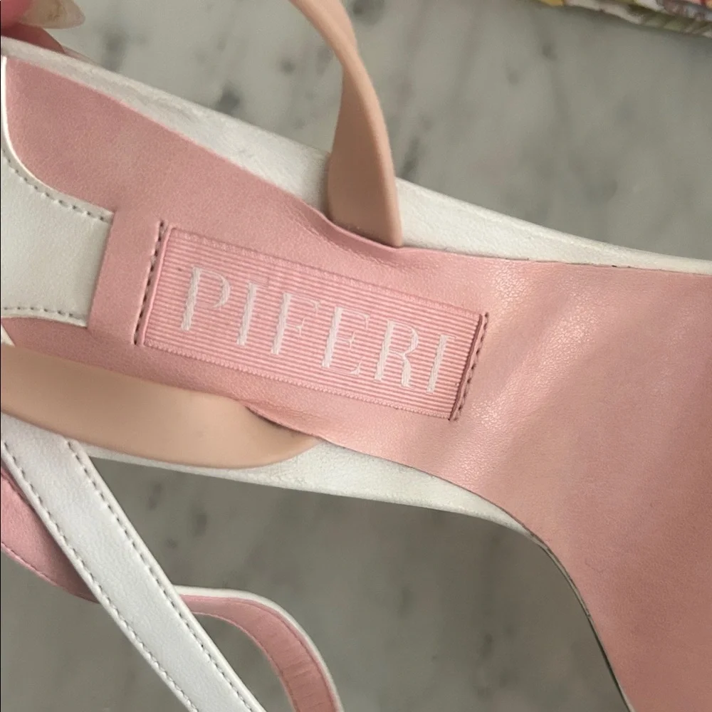NWT Piferi White Fantasia Vegan Leather Socquette High Heel Sandals Size 38 1/2 - Picture 4 of 11